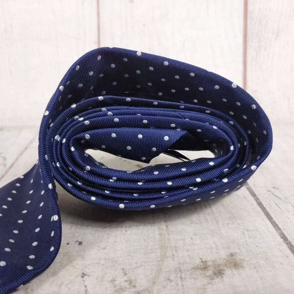Brooks Brothers Makers & Merchants Silk POLKA DOT BLUE White Made In USA - USED